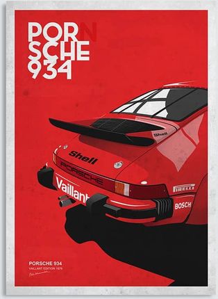 Klasykami Plakat Porsche 934 Red Vaillant Edition Retro Plakat-Kris-Porsche-934-Red-Vaillant-Retro