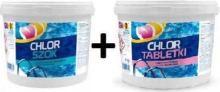 Chemia basenowa Chlor Tabletki + Chlor Szok zestaw  2x3kg