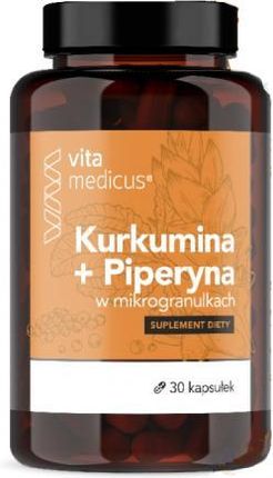 Kurkumina + Piperyna w mikrogranulkach VitaMedicus, 30 kapsułek 