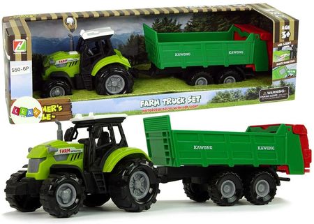 Leantoys Traktor Z Przyczepka Dźwięk Zielony Farma