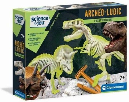Clementoni Dinozaur Archéo Ludic T-Rex & Triceratops Phosphorescent