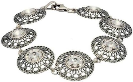 Polcarat Design Bransoletka srebrna oksydowana z kryształami L 1719