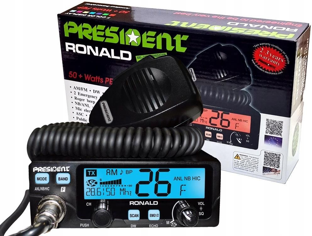 Kit Radio CB Président Ronald ASC 10/12M + Antenne PNI ML70 (70cm, 200W) - Pour Radioamateurs, 28-29.7 MHz