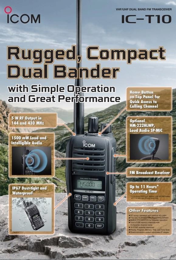 Icom Ic-T10 Radiotelefon Vhf/Uhf Made In Japan! - Opinie i