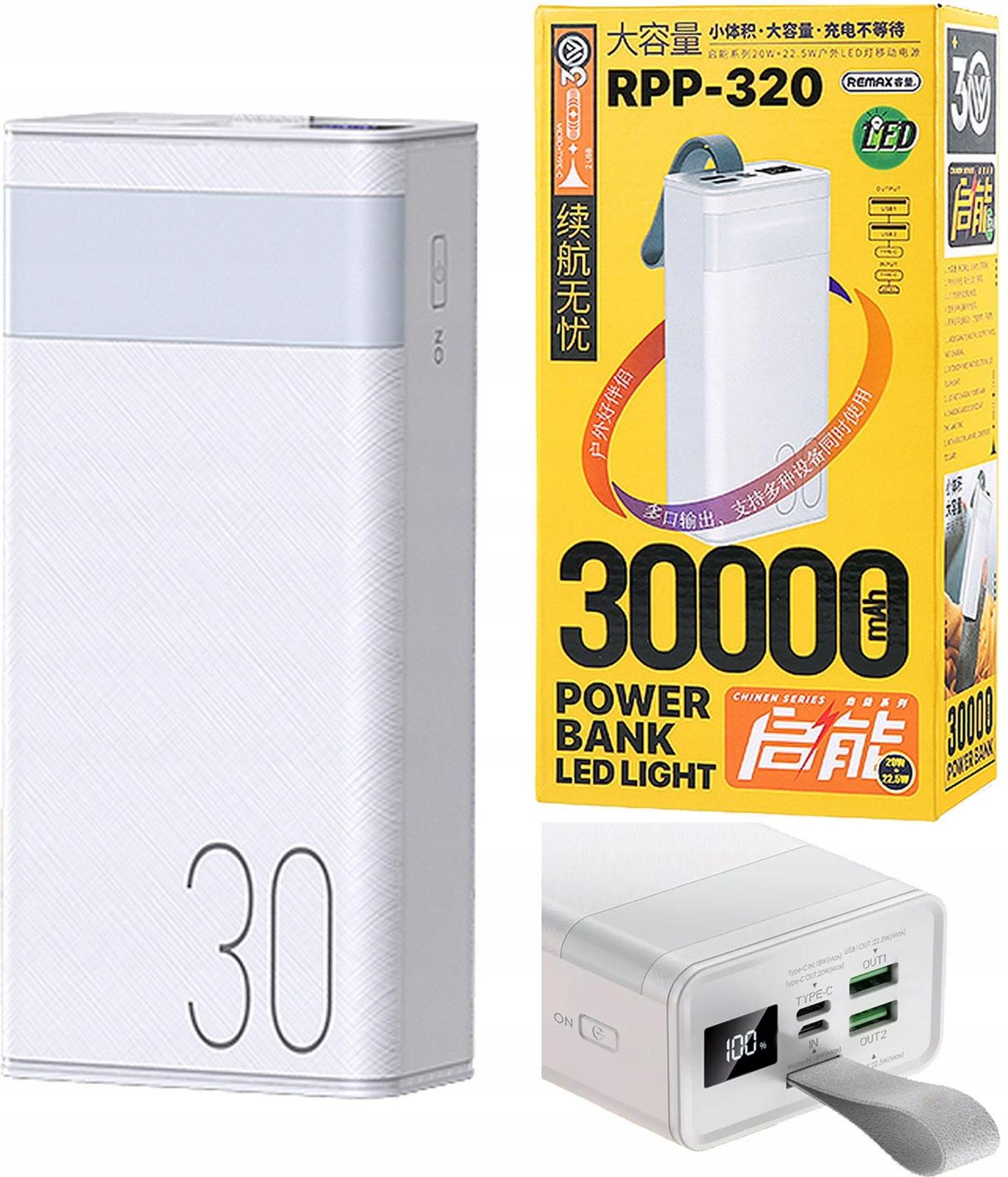 Powerbank Remax Power Bank 30000Mah Usb-C Led 2X Usb 22.5W - Opinie i ...