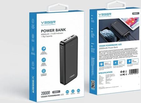 Powerbank Bump Bateria Zewnętrzna Power Bank Veger A20 20 - Opinie i ceny  na