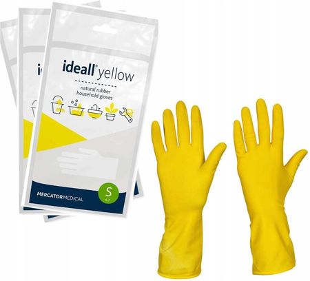Mercator Medical Rękawice Gospodarcze Lateksowe Żółte Rozmiar 7 - S Ideall Yellow
