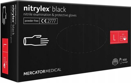 Mercator Medical Rękawice Nitrylowe 100szt. Czarne Rozmiar 9 - L Nitrylex Black