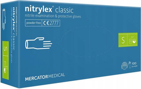 Mercator Medical Rękawice Nitrylowe 100szt. Niebieskie Rozmiar 7 - S Nitrylex Classic Blue