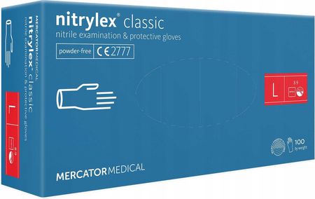 Mercator Medical Rękawice Nitrylowe 100szt. Niebieskie Rozmiar 9 - L Nitrylex Classic Blue