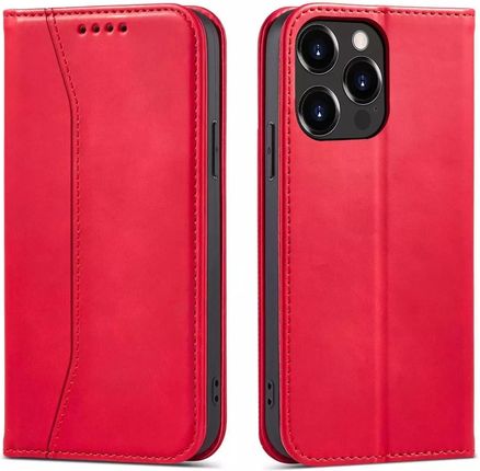 4Kom Magnet Fancy Case Etui Do Iphone 13 Pro Max Pokrowiec Portfel Na Karty Kartę Podstawka Czerwony