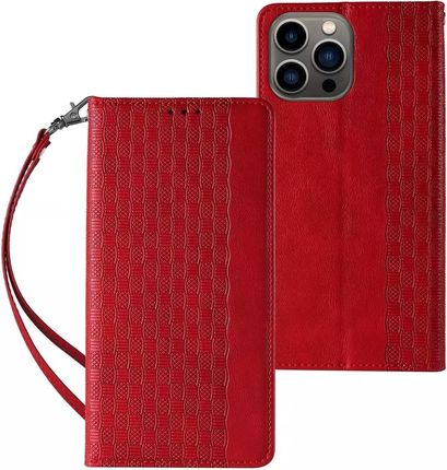 4Kom Magnet Strap Case Etui Do Iphone 12 Pro Max Pokrowiec Portfel Mini Smycz Zawieszka Czerwony