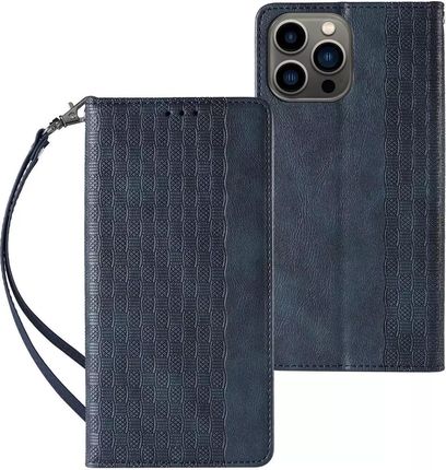 4Kom Magnet Strap Case Etui Do Iphone 12 Pro Max Pokrowiec Portfel Mini Smycz Zawieszka Niebieski