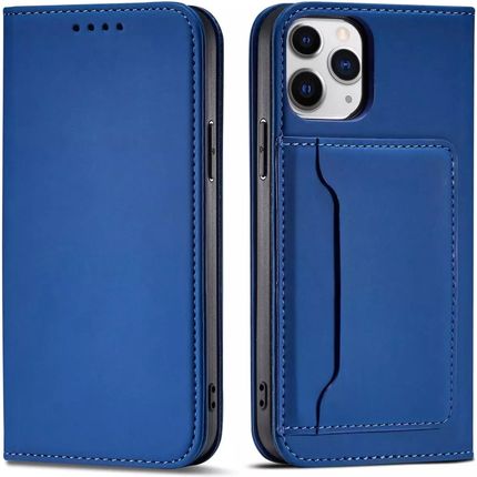4Kom Magnet Card Case Etui Do Iphone 12 Pro Max Pokrowiec Portfel Na Karty Kartę Podstawka Niebieski