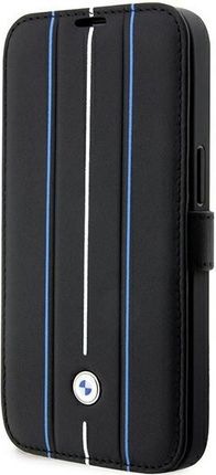 Bmw Etui Bmbkp14X22Rvsk Iphone 14 Pro Max 6,7" Czarny/Black Bookcase Leather Stamp Blue Lines