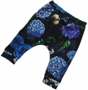 Spodnie baggy niebieskie kwiaty rozmiar 98