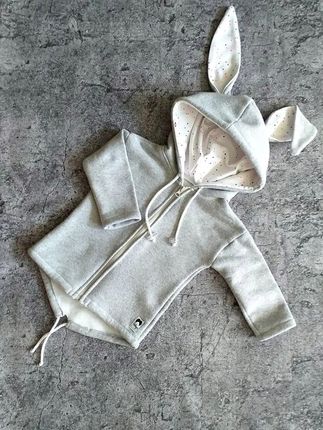 Parka królik szara z dowolnym napisem rozmiar 80