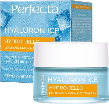 Perfecta Hyaluron Ice Lodowa maska do twarzy 3x Hyaluron + Elektrolity, natychmiastowe lodowe nawilżenie i ujędrnienie cery