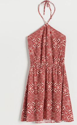 Reserved - Sukienka mini z wiązaniem - Czerwony