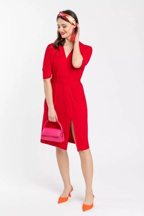 Kopertowa sukienka z bambusowej tkaniny (Czerwony, XS)