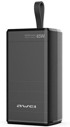 Awei Powerbank P171K 60000Mah 65W Czarny/Black Usb/2Xpd Wyświetlacz