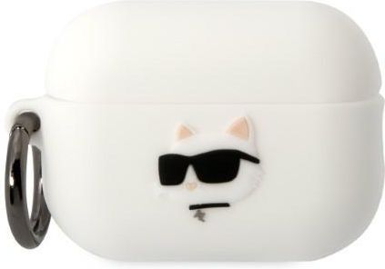 KARL LAGERFELD KLAP2RUNCHH AIRPODS PRO 2 COVER BIAŁY/WHITE SILICONE CHOUPETTE HEAD 3D