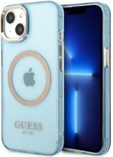 GUESS GUHMP13MHTCMB IPHONE 13 6,1" NIEBIESKI/BLUE HARD CASE GOLD OUTLINE TRANSLUCENT MAGSAFE - zdjęcie 1