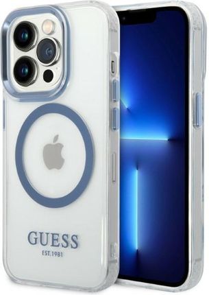 GUESS GUHMP14XHTRMB IPHONE 14 PRO MAX 6,7" NIEBIESKI/BLUE HARD CASE METAL OUTLINE MAGSAFE