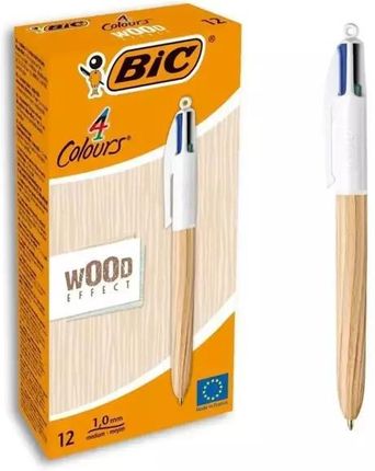 Bic Długopis 4 Colours Wood Style Mix Ast 12Szt