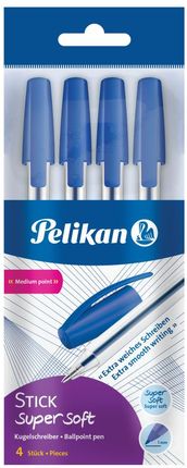 Długopis Jednorzowy Stick Super Soft Niebieski 4szt.