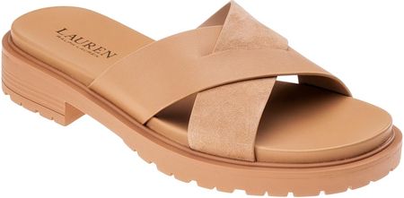 Damskie Klapki Lauren Ralph Lauren Soft Nappa/Kidsuede-Kelsie-SN-Fsa 802904251001 – Beżowy