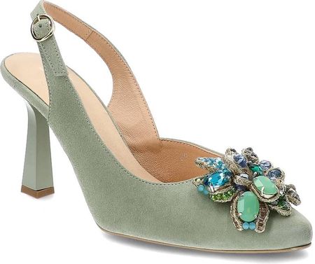 Zielone Czółenka Kordel Eleganckie Buty Damskie