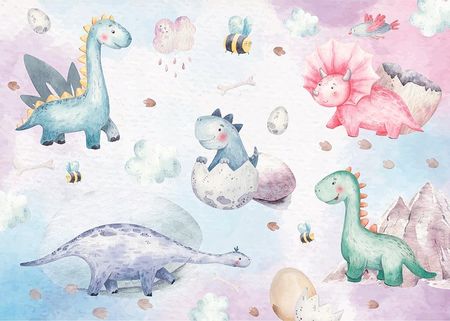 Printedwall Dla Dzieci Dinozaury Pastele Bajka 254x184
