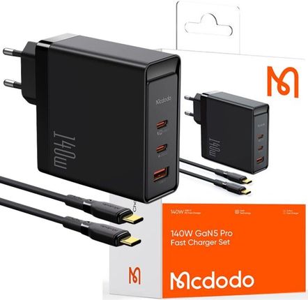 Mcdodo ŁADOWARKA USB C, GAN, 140W + KABEL USB C 240W, 2M ,