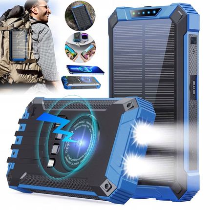Powerbank solarny Hiluckey 26800 mAh z panelem fotowoltaicznym, ładowaniem bezprzewodowym i latarką LED