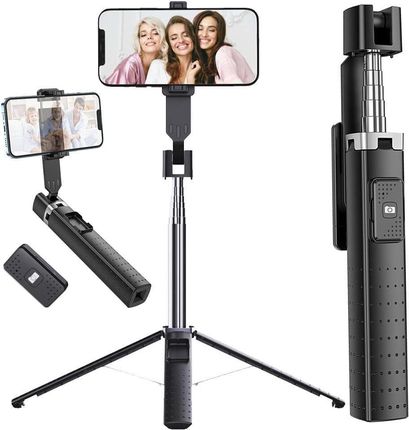 Alogy Selfie stick kijek Uchwyt na telefon tripod stabilny statyw do zdjęć Quadrapod z pilot Bluetooth Czarny