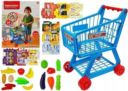 Leantoys Wózek Marketowy 34 Elementy Dziecięcy Na Zakupy