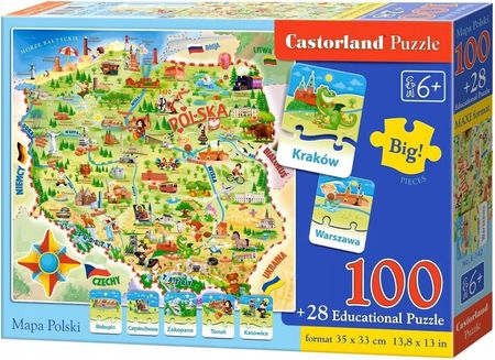 Castorland Puzzle Edukacyjne Mapa Polski 128El.