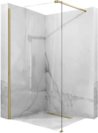 REA AERO90 GOLD BRUSH ścianka prysznicowa typu WALK-IN 90cm szkło transparentne - profil złoty szczotkowany Easy-Clean