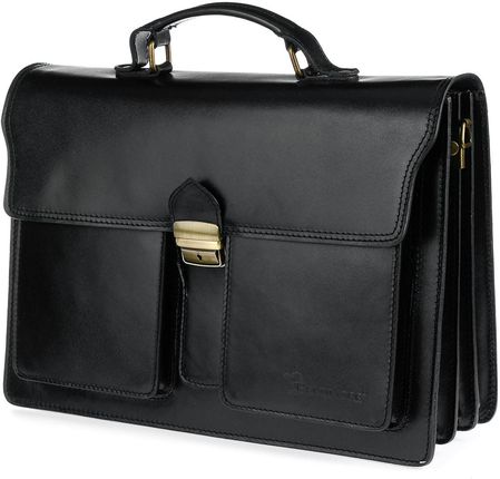 Czarna skórzana aktówka męska elegancka teczka na dokumenty Beltimore J21