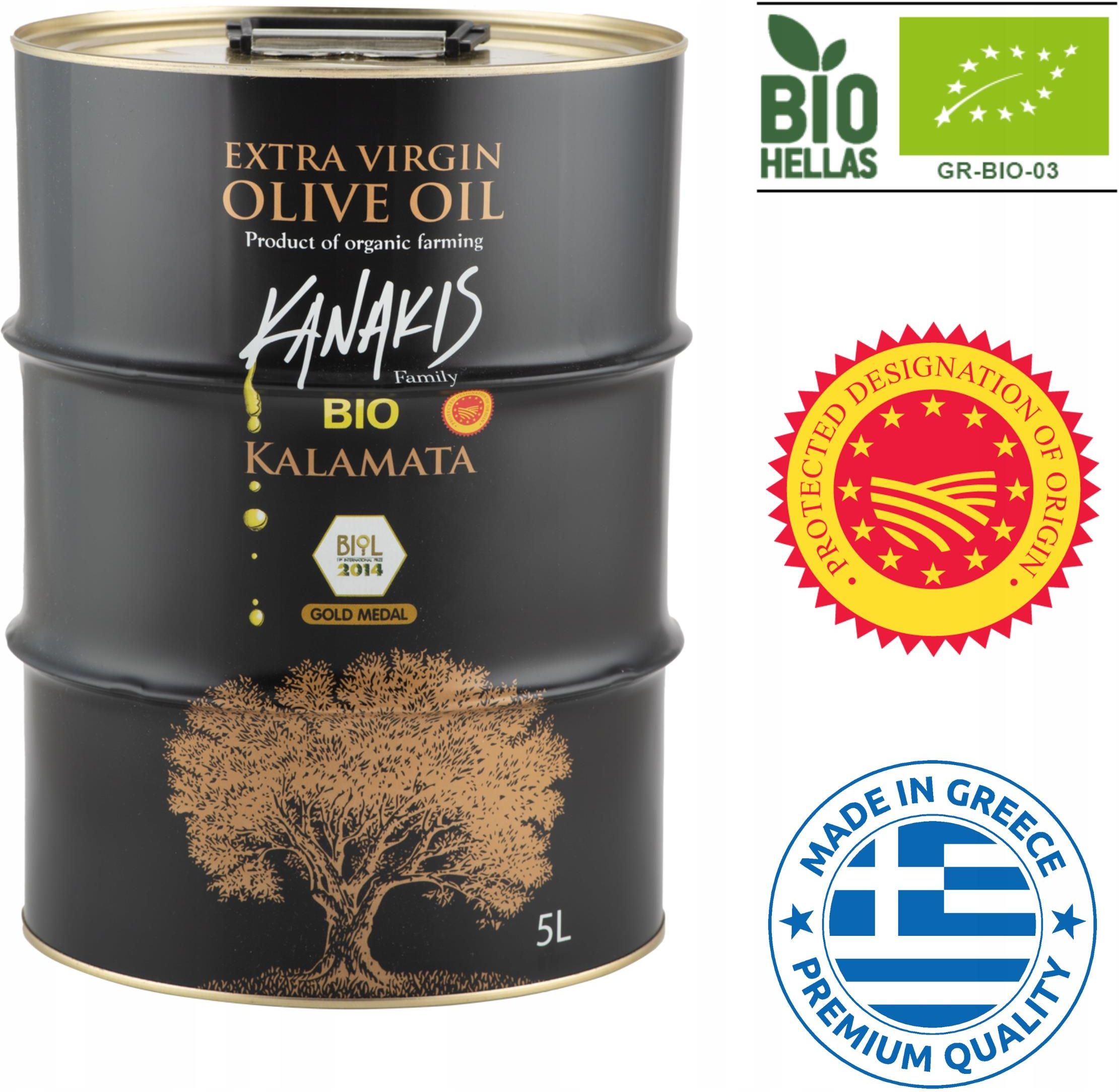 Kanakis Family Organiczna Grecka Oliwa Extra Pdo Z Peloponezu 5L