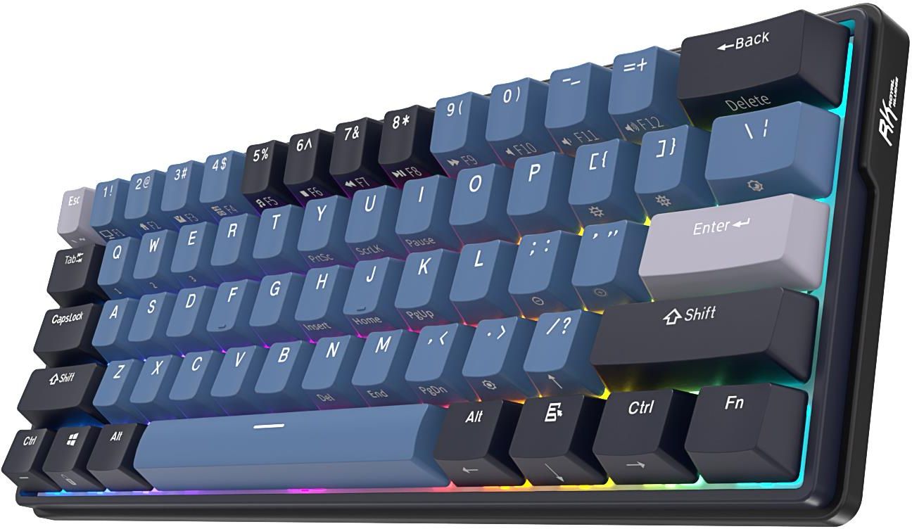 RK ROYAL KLUDGE RK61 Mechaniczna Klawiatura Gaming, 60% Bezprzewodowa RGB  Klawiatury Polski Układ Klawiatura Bluetooth/2.4Ghz/USB-C Niebieski  Przełącznik Hot Swap dla Windows PC Laptop, Biały : : Elektronika