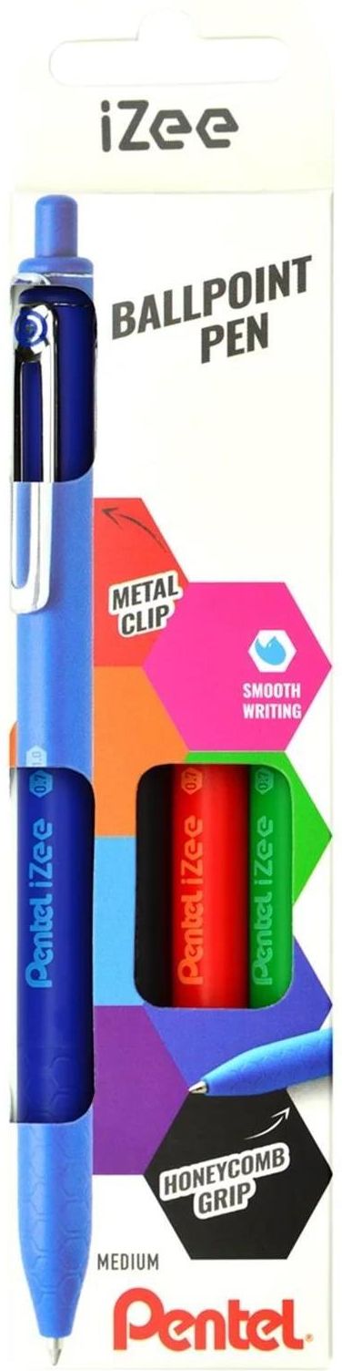 Pentel IZee Penna 4 Colori In 1 - Punta 1.0mm (tratto 0.5mm), Inchiostro Fluido, Ricaricabile, Fusto Blu Scuro (nero, Rosso, Blu, Verde)