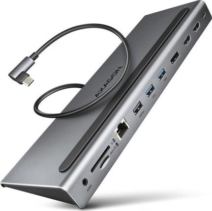 Axagon HUB USB HMC-4KX3 Wieloportowy hub USB 5Gbps, 3x USB-A, 2x HDMI + DP + GLAN + SD/microSD + audio, PD 100W (HMC4KX3)
