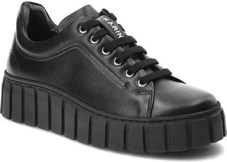 Czarne Sneakersy Karino Wygodne Skórzane Buty Damskie