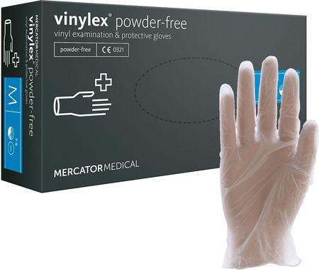 Mercator Medical Rękawice Diagnostyczne I Ochronne Winylowe Vinylex Pf Transparentne - M