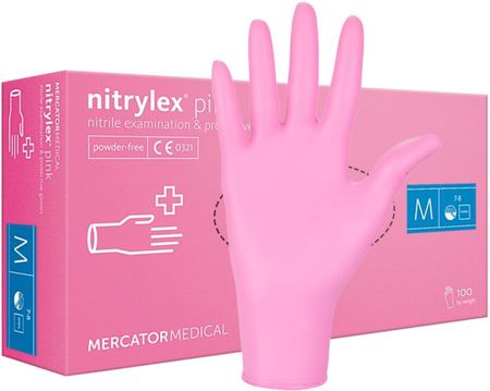 Mercator Medical Rękawice Nitrylowe Nitrylex Pf Collagen Różowe Xs