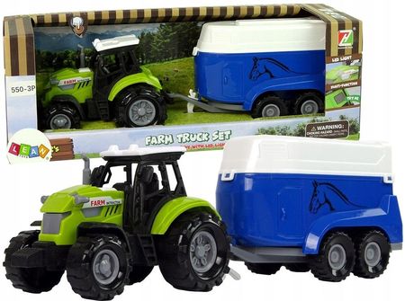 Leantoys Traktor Z Przyczepka Dla Konia Dźwięk Zielony Farm