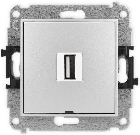 Karlik ICON Gniazdo pojedyncze USB A-A 2.0 bez pola opisowego srebrny metalik 7IGUSBBO-1