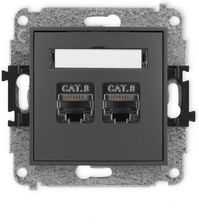 Zdjęcie Karlik ICON Gniazdo komputerowe 2xRJ45 kat. 8 ekranowane 8-stykowy grafitowy mat 28IGK-12 - Będzin